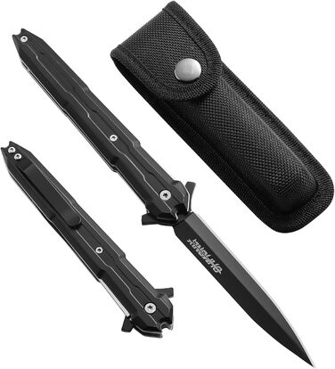 Складаний ніж одноручний ніж, кишеньковий ніж з нейлоновими піхвами і кишеньковою кліпсою, EDC ніж з ручкою з нержавіючої сталі, д