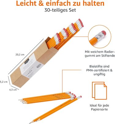 Олівці Storeo Basics у дерев&39яному корпусі, HB, попередньо заточені, 30 шт. , помаранчеві (1 упаковка)