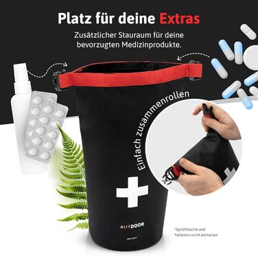 Аптечка зовнішня - DIN13167 - Водонепроникна та легка - Розроблена разом з лікарями - Аптечка для піших прогулянок, скелелазіння,