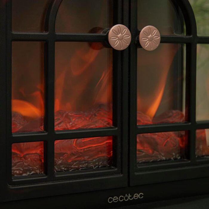 Електричний камін Cecotec ReadyWarm 2000 Flames 2000 Вт, 2 рівні потужності, регульований термостат, незалежне керування полум'ям, площа обігріву до 25 м