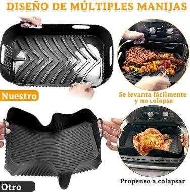 Силіконова форма для фритюрниці 3 шт. для Ninja AF500EU, аксесуари для фритюрниці Ninja Foodi Flexdrawer 10.4 л AF500DE, багаторазова фритюрниця з силіконовою формою, аксесуари для фритюрниці Ninja (чорна) 3 шт. (1 x 10.4 л 2 x 5.2 л) чорний