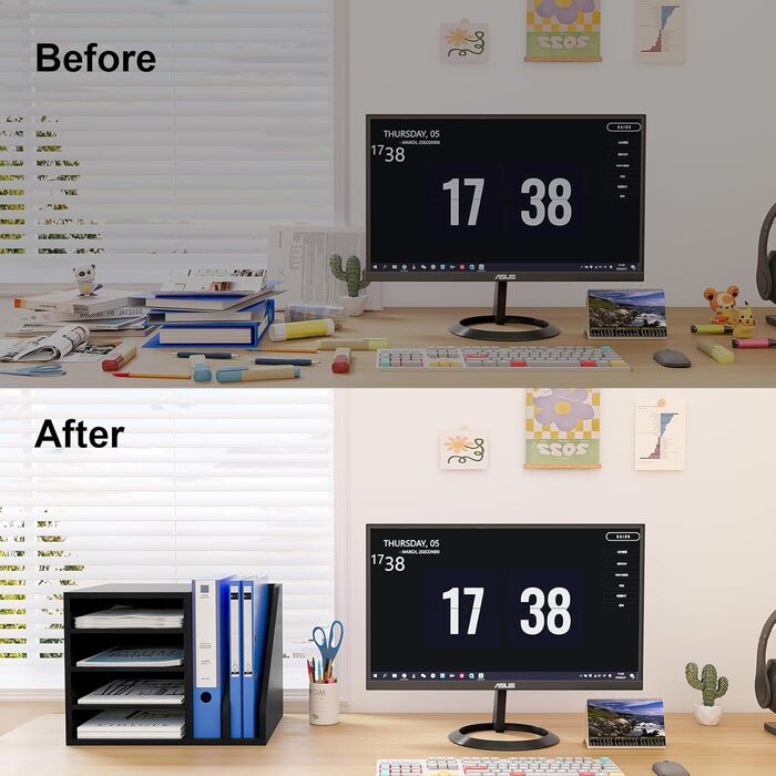 Відділення дерев&39яний органайзер для офісного столу формату A4 Тримач для документів Лоток для файлів Тримач для журналів Лоток для листів Організатор для паперових журналів, чорний, 6-