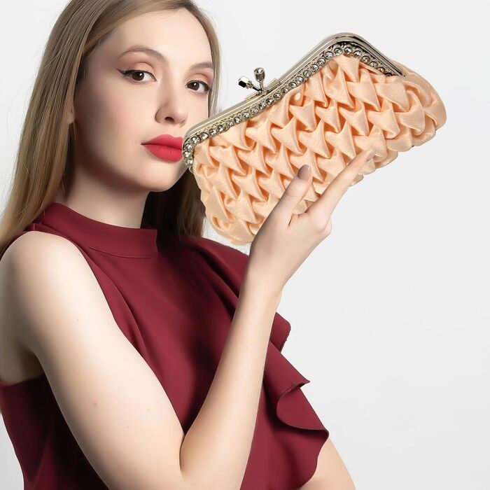 Клатч жіночий вечірній, сумка-плаття для нареченої на весілля, сумка через плече, елегантний модний гаманець, зі знімним ланцюжком (Абрикосовий)