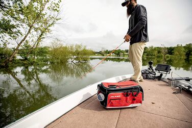 Сумка для риболовних снастей Plano Weekend Series 3500 Softsider, сіра тканина, включає 2 коробки для зберігання 3500 Stowaway, м&39яка сумка для рибальських снастей, водонепроникна червона/подорожна, суцільний колір (Getaway Solids), валіза Deluxe 3700.