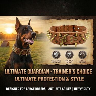 Міцний нашийник для собак з заклепками, для середніх та великих порід, розмір S, чорний ()