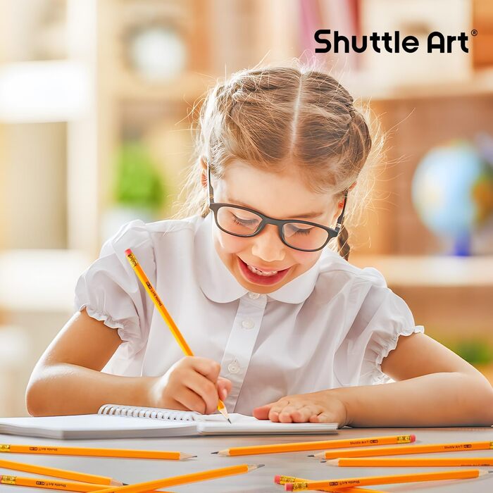 Олівці Shuttle Art HB, 180 попередньо заточених жовтих олівців з гумкою, графітові олівці в упаковці оптом, набір олівців для дітей та дорослих для письма, малювання та ескізів, 180 олівців HB