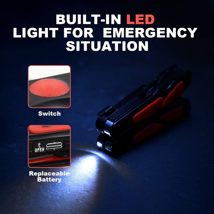 Мультиінструменти, 14 в 1 багатофункціональні плоскогубці з ліхтариком, консервний ніж, ножиці, кишеньковий інструмент з нейлоново