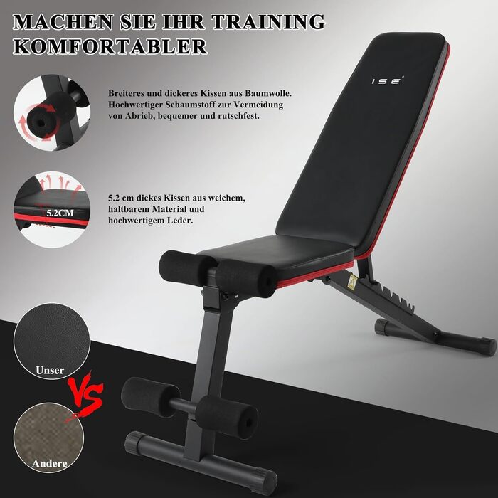 Складана регульована багатофункціональна похила лава для силових тренувань ISE, тренажер для м&39язів живота з 7-позиційною регульованою спинкою для тренування всього тіла, домашній тренажер для живота, лава для сидячих пресів 5902