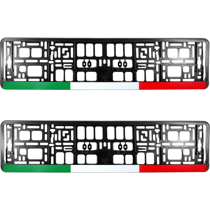 И Італійський прапор чисто чорний автомобільний номерний знак Об'ємний каркас рамки, 2 шт.