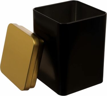 Елегантних квадратних герметичних металевих банок для зберігання/чаю, кожна з яких вміщує 240 г чаю, чорного та золотого 13 x 9 x 9 см (В, Ш, Г) також ідеально підходить як банки для спецій, 6