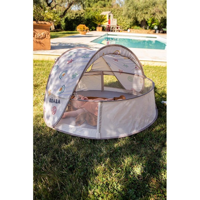 Пляжний намет, Дитячий намет 2 в 1 із захистом від ультрафіолету, 0-24 місяці, Максимальний захист від ультрафіолету UPF50, Фільтровані ультрафіолетові промені, Вентиляція 360, Москітна сітка, Місткий, Система розкладання, Сумка для перенесення, BreezyNes