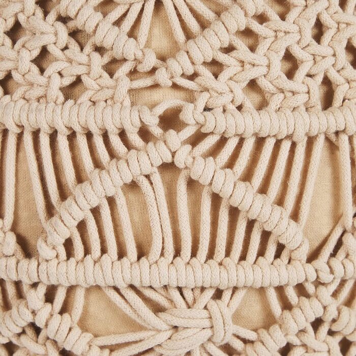 Подушка-шезлонг Beliani Pouf з в&39язаним м&39ячим сидінням, бежева, 40x40 см, кругла, бавовна, Кайсері