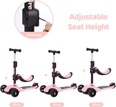 Самокат BremToy дитячий зі знімним сидінням, дитячий самокат з плавним регулюванням, дитячий самокат з поліуретановими світлодіодн