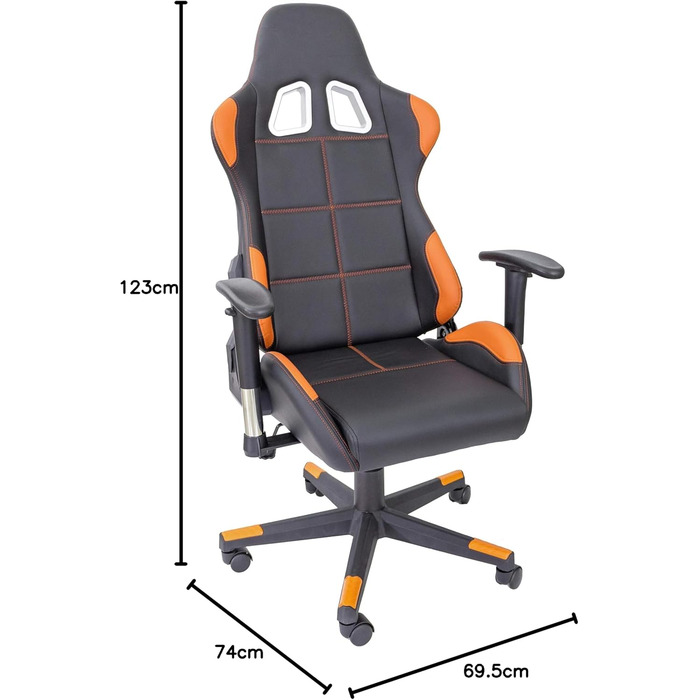 Преміальне гоночне крісло XL, офісне крісло, ігрове крісло XL, крісло керівника, обертове крісло Fire - Робоче крісло з поперековою опорою - Ігрове крісло - Витримує до 150 кг - Штучна шкіра - Чорний/Помаранчевий Fire (Помаранчевий)