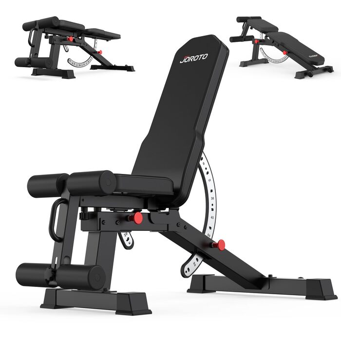 Регульована силова лава JOROTO MD65, багатофункціональна силова лава для домашнього використання, тренувальна лава з максимальним навантаженням 800 кг, 9-позиційна регульована спинка та 3-позиційне регульоване сидіння для фітнесу