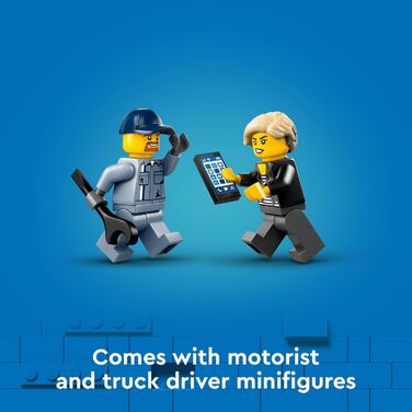 Набір для ремонту евакуатора та спортивного автомобіля LEGO City, ідея дитячого подарунка з 2 мініфігурками та аксесуарами, включа