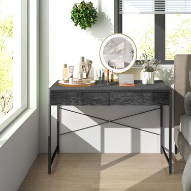 Стіл, комп'ютерний стіл з 2 шухлядами, невеликий офісний стіл, метал, промисловий дизайн, стіл для ПК для навчання, домашнього офі