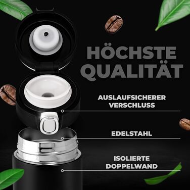 Пляшка для води Maverton з гравіюванням 400 мл - Герметична 100 водонепроникна термокружка - Сенсорний світлодіодний дисплей - Термос з нержавіючої сталі - Для чоловіків - Подарунки на день народження - Різдвяні подарунки - Чорна - Літера