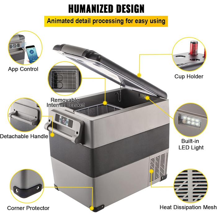 Портативний прохолодний ящик 55 л автомобільний холодильник 220 В міні-холодильник електрична морозильна камера невелика морозильн