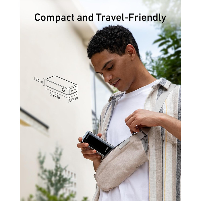 Портовий зарядний пристрій на 12 000 мАг потужністю 130 Вт, розумний дисплей, сумісний з iPhone 14/13 серії, Galaxy, MacBook, Dell