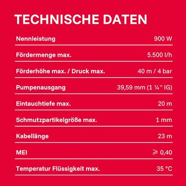 Глибинний насос нержавіюча сталь AJ 4 Plus 95/40 (продуктивність до 5500 л/год, максимальна висота/тиск напору 40 м / 4,0 бар, потужність 900 Вт, для вузьких свердловин від Ø 10 см, корпус з нержавіючої сталі), 30177
