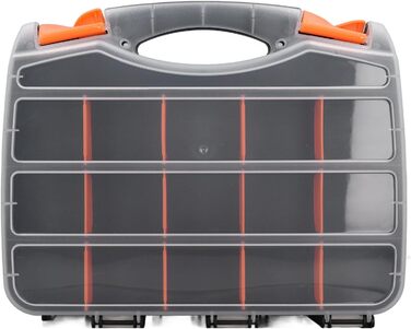 Двосторонній органайзер для деталей Haofy з кількома відділеннями та прозорою кришкою, міцний ПВХ-пластик для обслуговування та технічних цілей, портативна коробка для зберігання