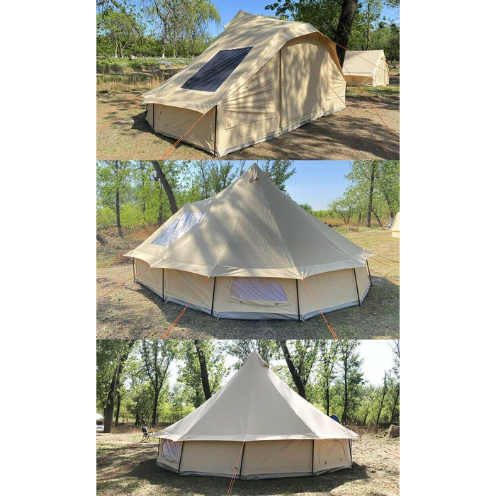 Водонепроникний 4-сезонний кемпінговий намет, пірамідальний намет з бавовни та льону, сімейний намет, намет-вігвам з отвором для дров&39яної печі/вентиляцією, знімною підлогою, великою житловою зоною, багато місця для зберігання речей, розкішний намет, ви