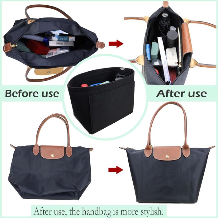 Вставка-органайзер для гаманця Longchamp Le Pliage 1028black-M для сумки-портфеля середнього чорного кольору