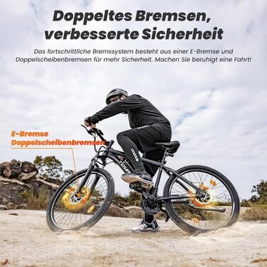 Електровелосипед Touroll U1, 26/29 дюймів, для чоловіків та жінок, зі знімним акумулятором 36 В 13 Аг, двигуном 250 Вт, MTB, гірський електровелосипед з 21 передачею, запас ходу понад 65 км, позашляхові шини CST 26 дюймів