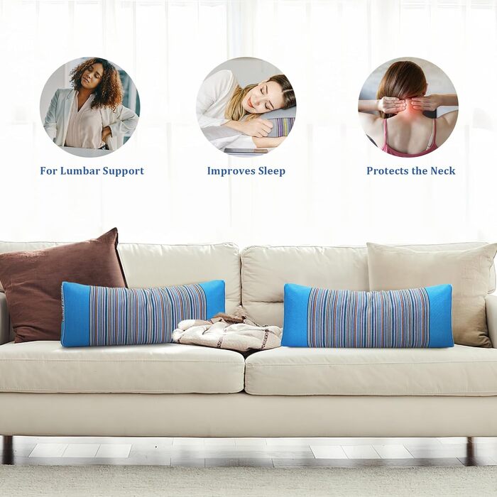 Гречана подушка, гречана подушка для шиї на блискавці (синя)