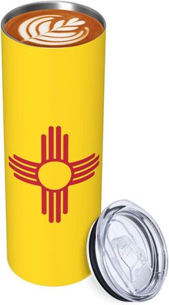 Кухоль з прямою трубочкою, дизайн прапор Нью-Мексико, друкований, дорожній кухоль, підходить для кемпінгу, офісу та дому, 590 мл