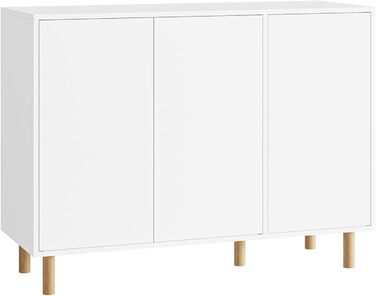 Комод FirFurd, сервант, біла кухонна шафа з 3 дверцятами, дизайн без ручок, регульовані полиці, 107x40x80 см (ШxГxВ)