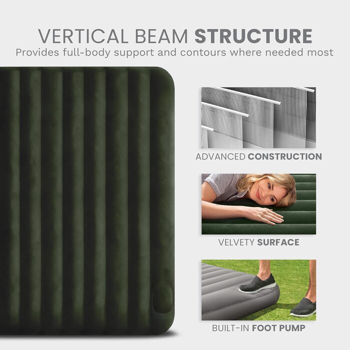 Надувний матрац Intex Dura-Beam Standard Series, портативний, надувний, з вбудованим ножним насосом, розмір Twin, повний з вбудованим ножним насосом