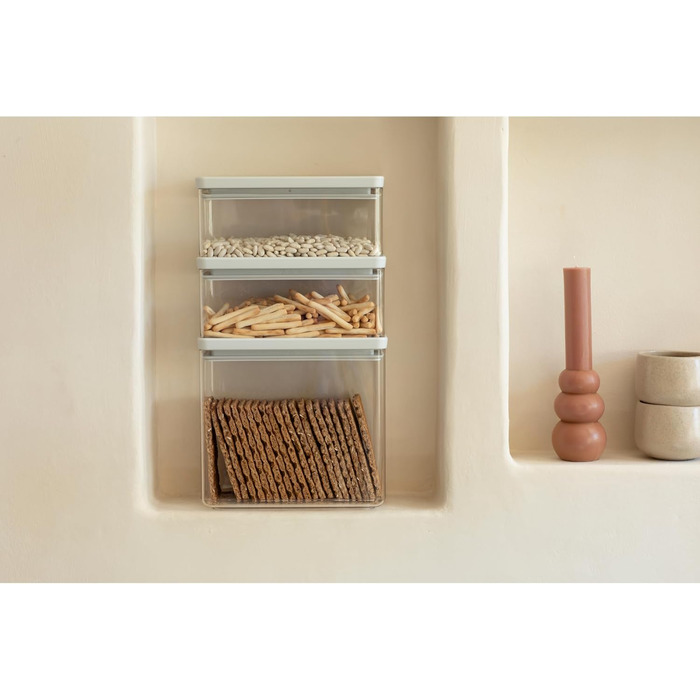 Штабелювані контейнери, набір з 2 шт. 1,5 л та 3,5 л Герметичні контейнери для зберігання із силіконовою кришкою для кухні Для сухих та вологих продуктів, цукру, борошна Світло-сірий