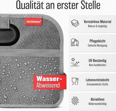 Сумка для багажника HELDENWERK, складана з антиковзким кріпленням на липучках - органайзер для авто, складана коробка для покупок, посилена та міцна, сіра