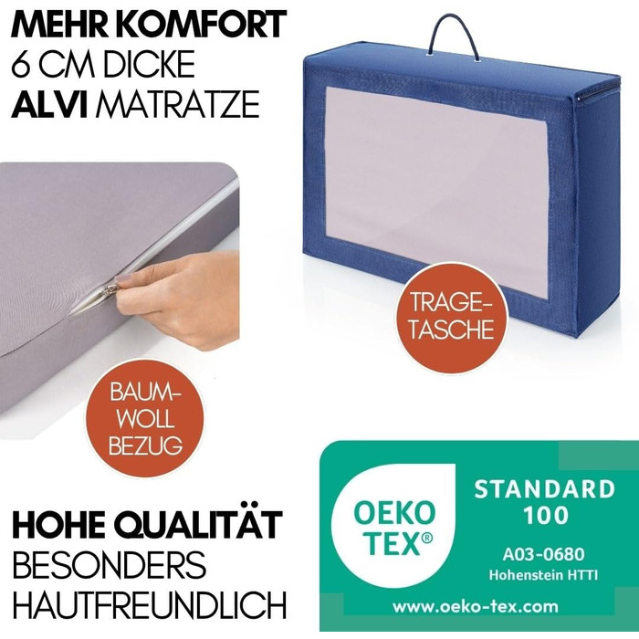 Дитяче ліжечко Hauck Dream N Play XXL з матрацом, сіткою від комах, підстилкою та простирадлом на ремені - Складане дитяче ліжечко з сумкою - Водяний блакитний