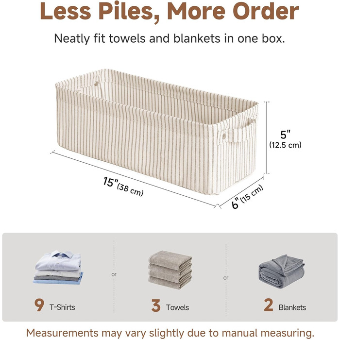 Вузький кошик для зберігання StorageWorks, тканинний кошик для організації, вузький та високий кошик з ручками, складні кошики для зберігання у шафі ванної кімнати, сіро-біла смужка, 2 шт., сіро-біла смужка