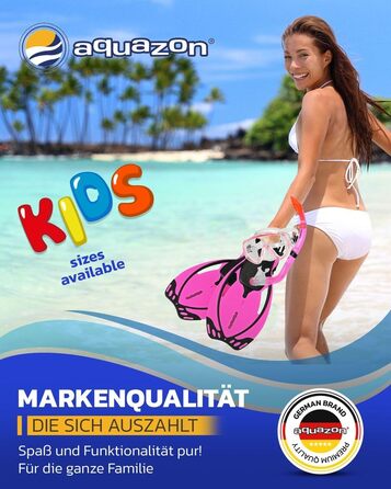 Набір для сноркелінгу AQUAZON Miami, набір для плавання, набір для дайвінгу, маска для дайвінгу з загартованими лінзами проти запотівання, силікон, напівсухий сноркель, регульовані ласти для дітей, темно-синій, розмір 27/31