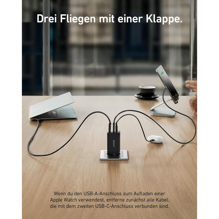 Компактний адаптер живлення USB-C для MacBook Pro, iPad Pro, Steam Deck, Galaxy S20, Dell XPS 13, Note 20/10, iPhone 15, Pixel Bla