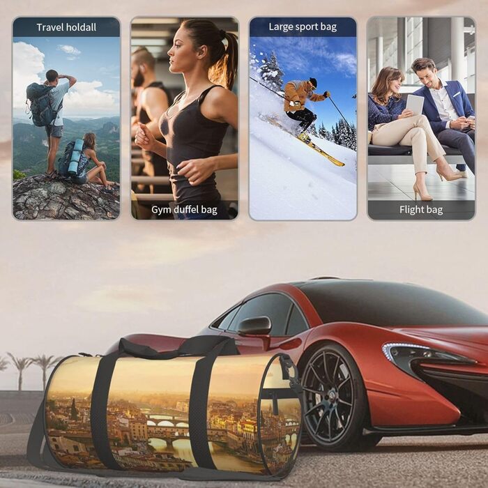 Спортивна сумка для подорожей Захід сонця, чорна, універсальний розмір