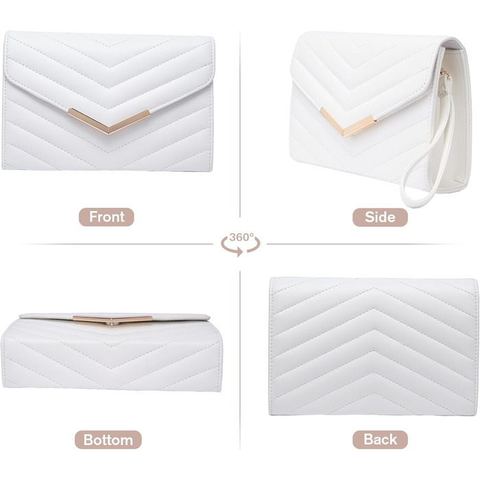 Веганська шкіряна сумочка-клатч з ручкою на зап'ястя та ланцюжком, елегантна стьобана сумочка-конверт для вечірок, модна сумка через плече для весілля, святкування, побачень, банкетів, 23x16x6 см