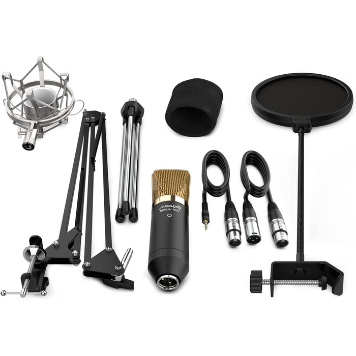 Студійний набір мікрофонів Audibax Berlin 1800 Gold Pro Pack мікрофон, стійка, поп-фільтр та кабелі