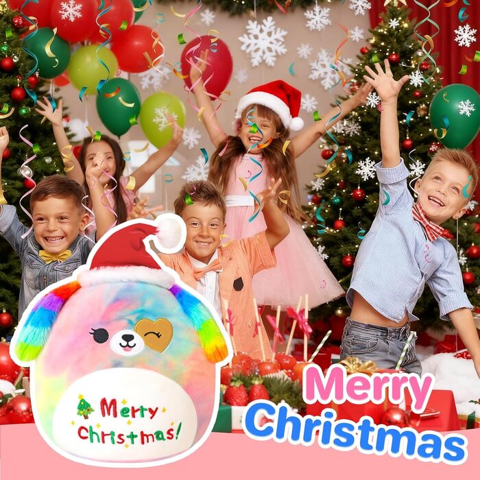 Веселого Різдва м&39яка іграшка 10&39 Різдвяна райдужна собака м&39які іграшки милі плюшеві подушки плюшеві для дітей дівчинка хлопчик 25 см різдвяний собака 25 см