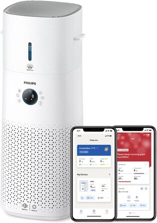 Очищувач і зволожувач повітря 2-в-1 Philips 3000 Series, 131 м2, фільтр NanoProtect HEPA та активоване вугілля видаляє 99,97 невидимих частинок, білий (AC3737/10)