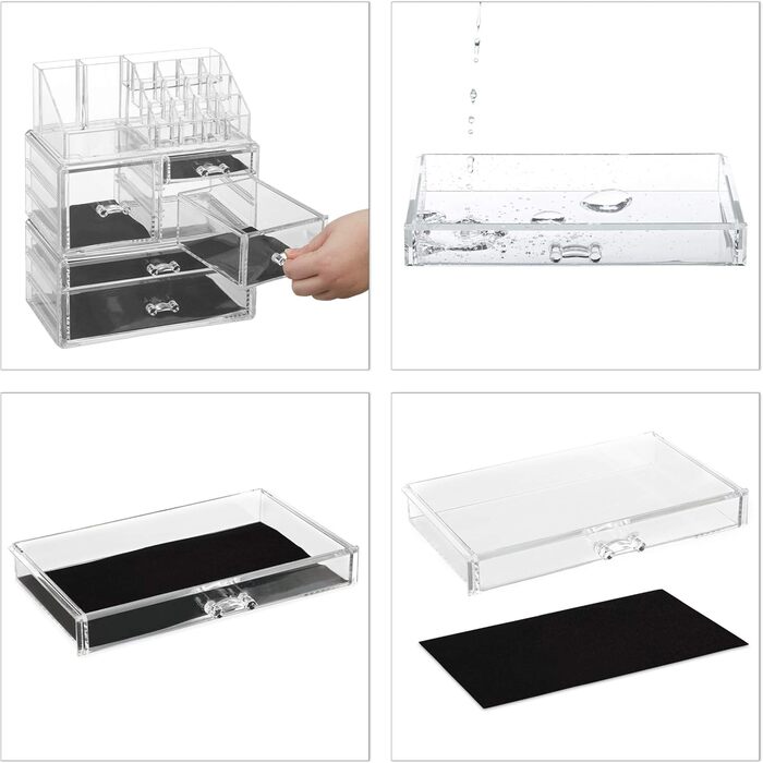 Органайзер для макіяжу Relaxdays з 21 відділенням, косметична вежа для помади, лаку для нігтів, акрилова косметична коробка, прозора