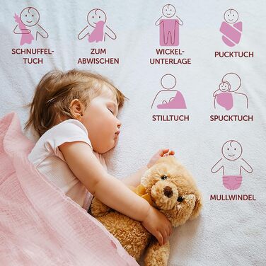 Набір дитячих муслінових пелюшок Makian 8 шт. 80x80 см - серветки для відрижки/марлеві серветки подвійного плетіння, м'які 100 бав