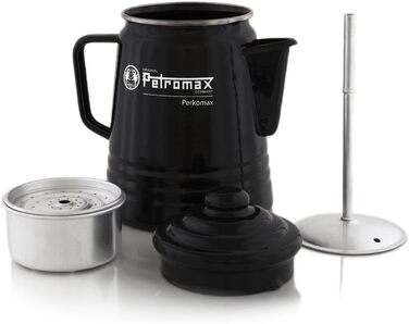 Емальований кавник Petromax Percolator 1,5 літра (чорний) на всіх типах печей, на вугіллі та решітках гриля Випуск найтонших ароматів від кави та чаю ароматний і насичений Чорний 1,3 літра