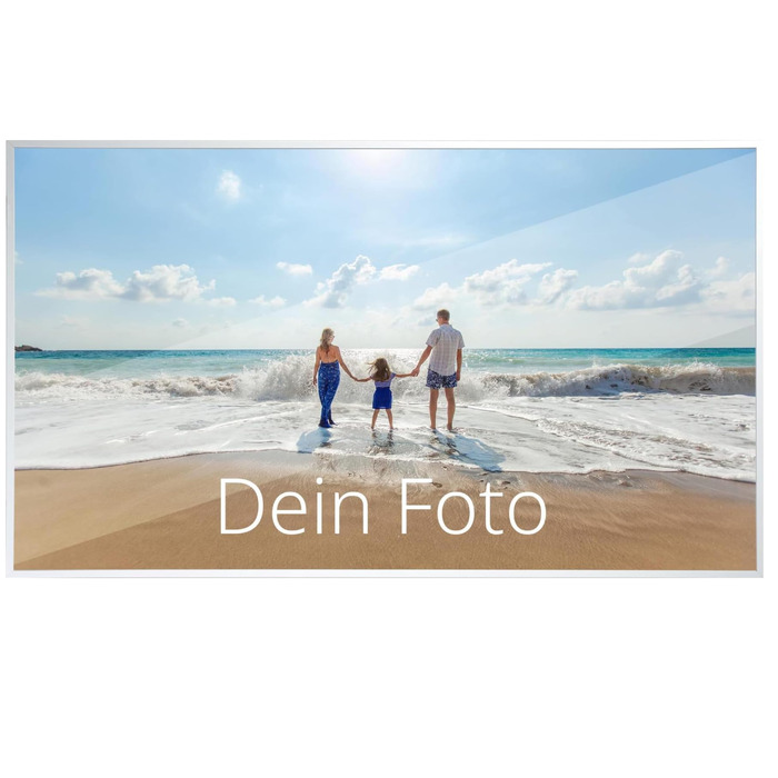 НАСТІННА КАНІКУЛА - Ваше зображення на акрилі - Comfort Edition XXL - 100x60 см акрилове скло з друком вашого власного фото - високоякісна біла алюмінієва рама, включаючи настінне кріплення - друк Ultra HD - Зроблено в Німеччині 100Д x 60Ш см Колір рами Б