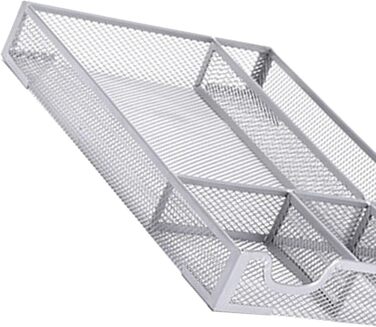 Органайзер для шухляд столу, металева сітка, органайзер для офісних шухляд з 5 відділеннями, коробка для зберігання на столі, для дому, шкільного приладдя, 31,9 x 21,6 см (сріблястий)