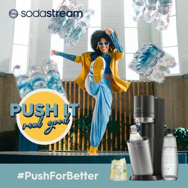 Виробник газованої води SodaStream TERRA Promopack з балоном CO2 та пластиковою пляшкою, яку можна мити в посудомийній машині, чорний, висота 44см